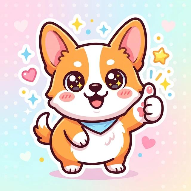AI 生成 LINE 貼圖範例：開心比讚